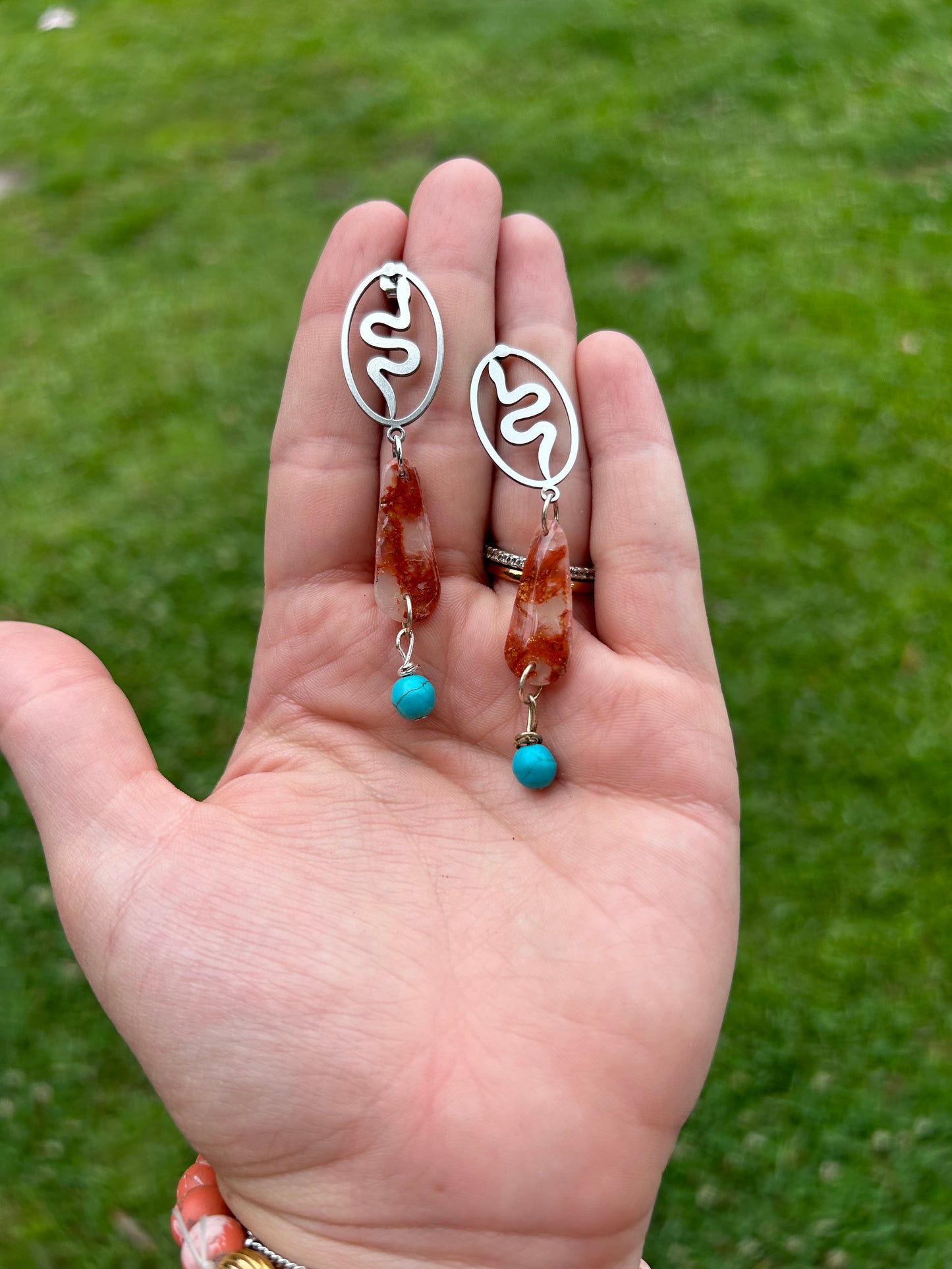 Clearance snake and turquoise earrings