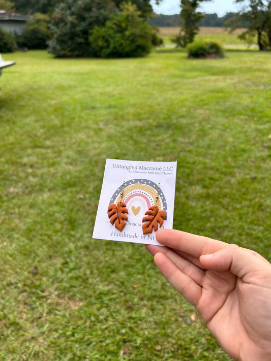 Terracotta leaf earrings