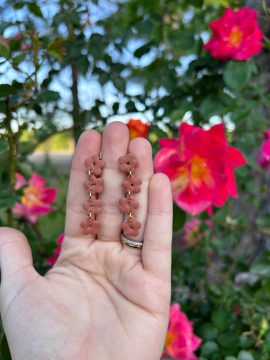 Clearance Terracotta flower dangle earrings