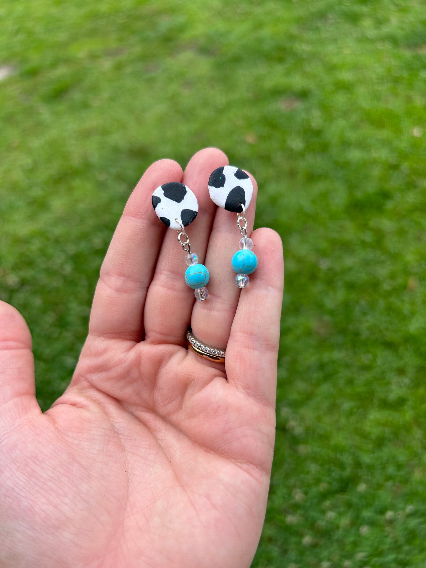 Clearance cow and turquoise earrings