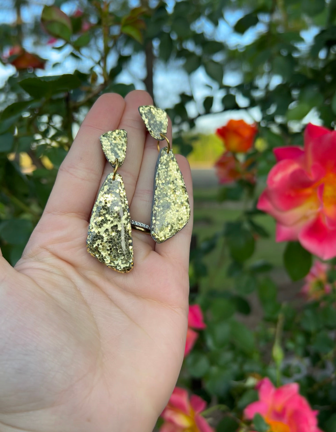 Gold mirrored earrings
