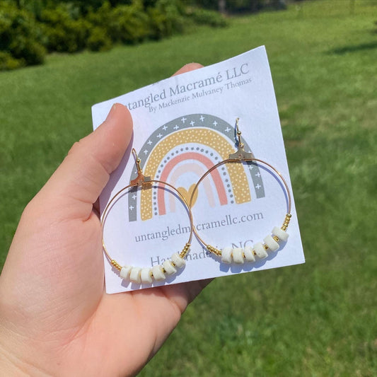 White turquoise hoop earrings