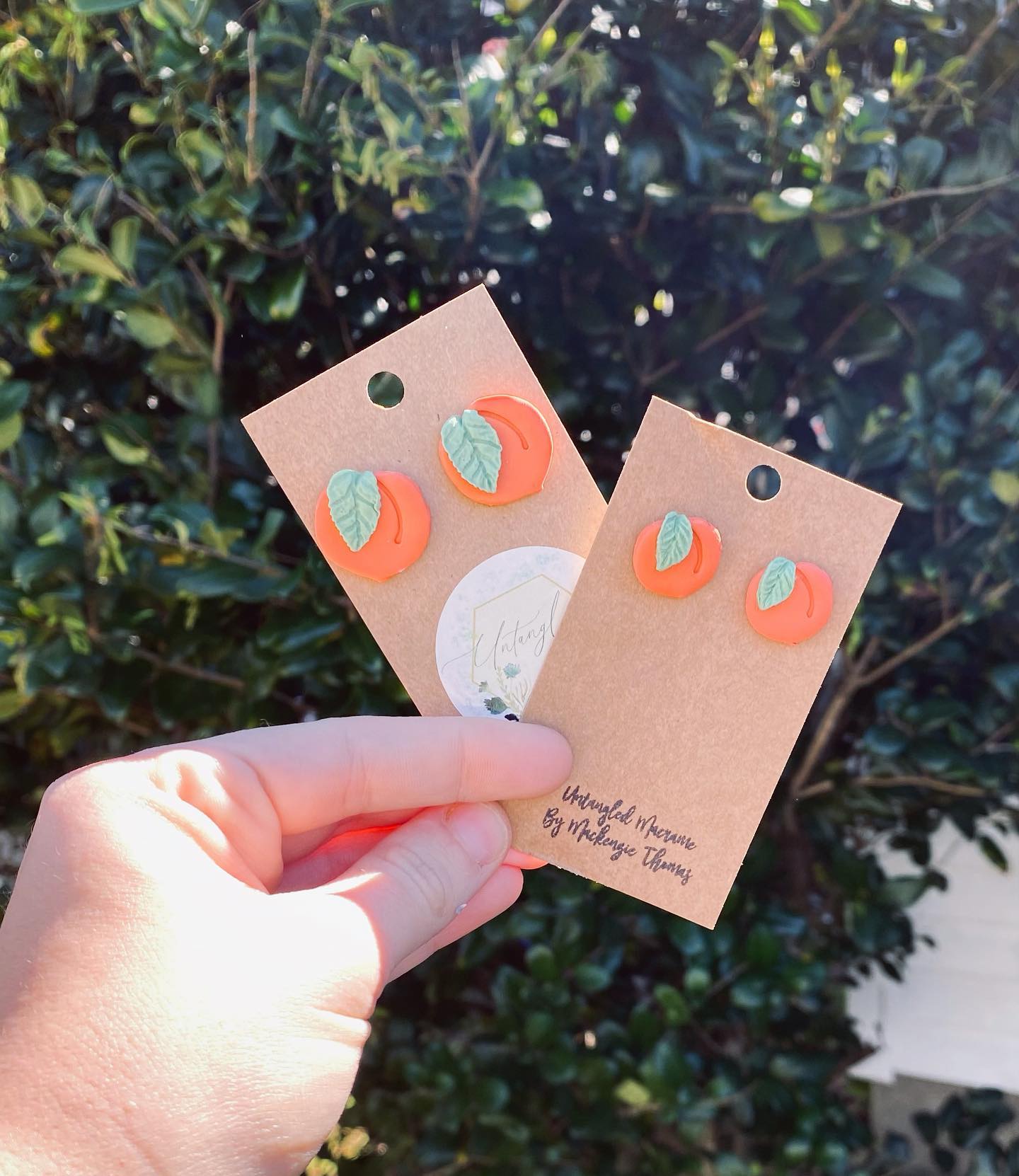 Peach stud earrings