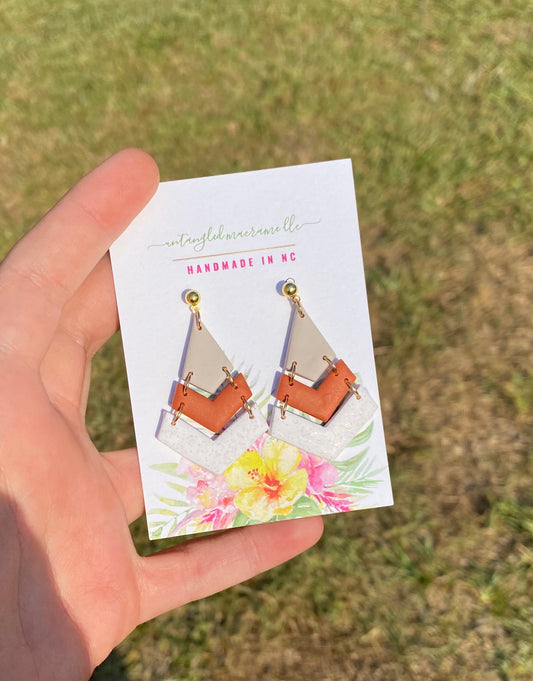 Rustic orange and gold earrings