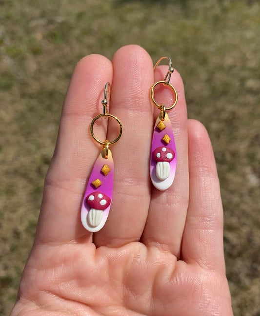 Sunset mushroom earrings