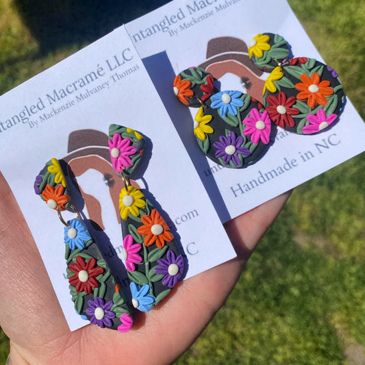 Rainbow flower earrings