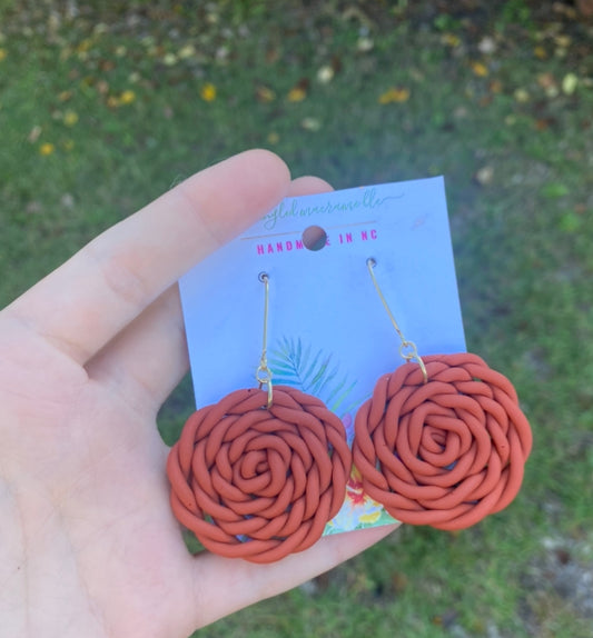 Terracotta wicker earrings