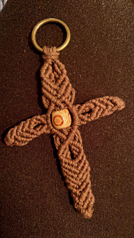 Macrame Cross Keychain